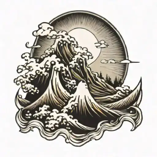 Mountain Sun Wave Breaking