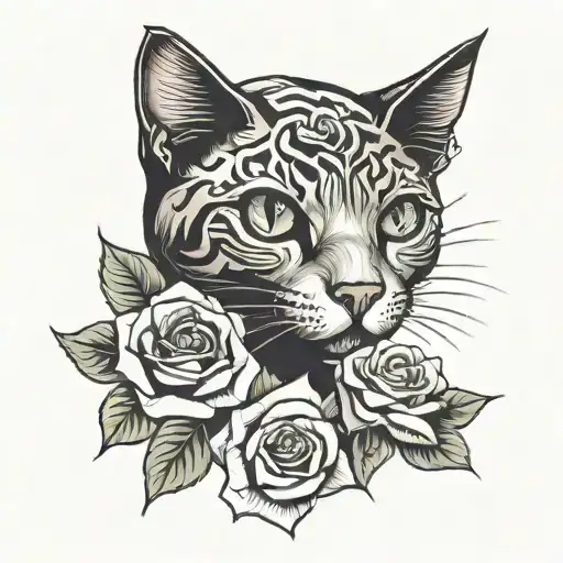 Cat And Rose