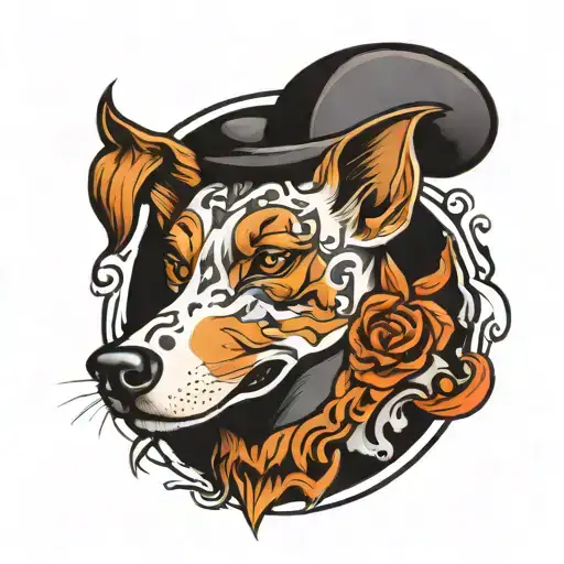 Letter N And Dog Head Tattoo Design