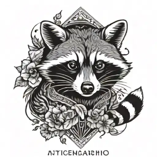 Raccoon Blackwork Dark