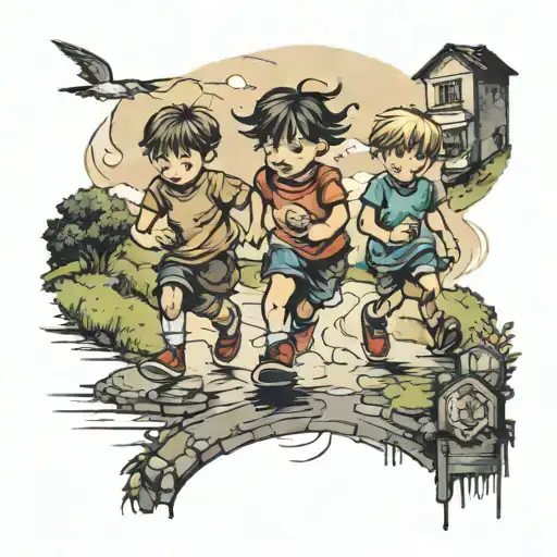 Children Playing In The Road