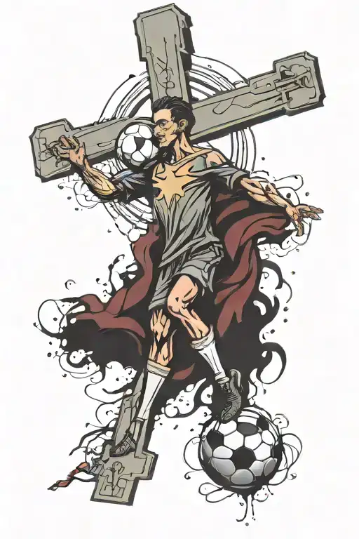 Soccer Tribute And A Christian Crucifix With A Dark And Smoky Look