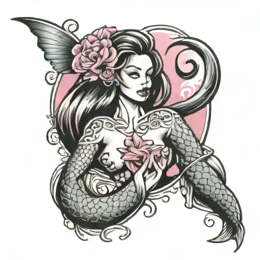 Mermaid And Breast Cancer Ribbon