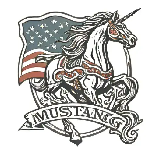Mustang Logo With American Flag Waving