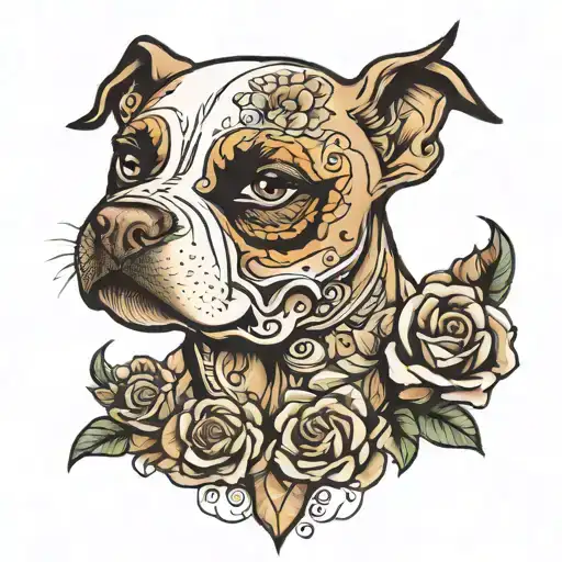 Pitbull Day Of The Dead Skull