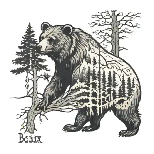 Bear Norse Trees Runes Forest Landscape
