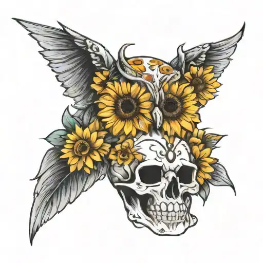 Sunflower Skull Owl