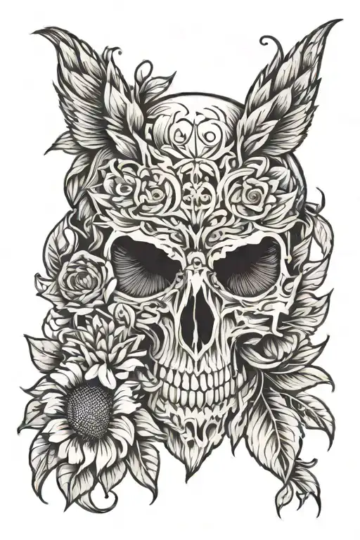 Sunflower Skull Owl
