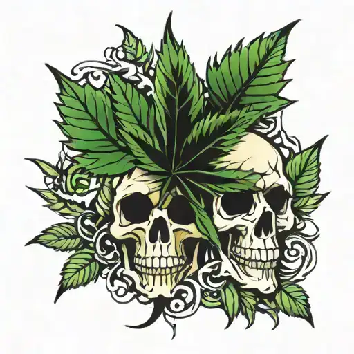 Skulls Weed Leaf