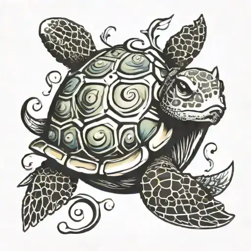 Sea Turtle Alice In Wonderland Wrist Tattoo Design
