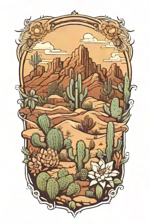 Desert Landscape Filled With Cacti