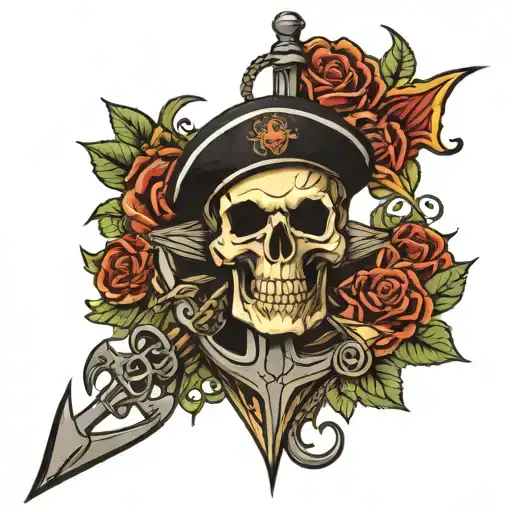Tattoos With A Marine Skull Anchor With The Word Med