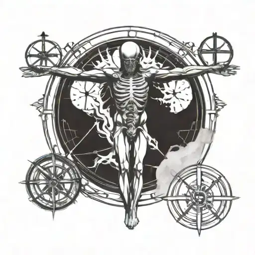 Vitruvian Man And X Ray Symbol Combined Together