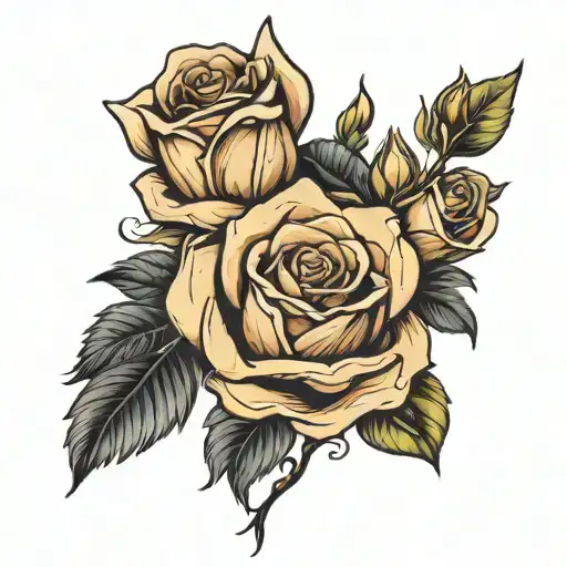 Rose With Family As Stem Wrapped