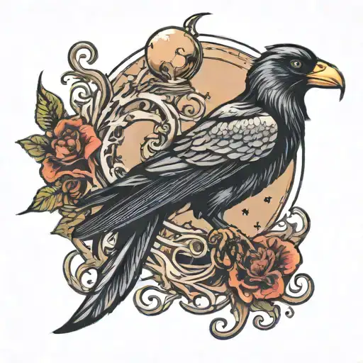 Space Crow Perched On Tentacles