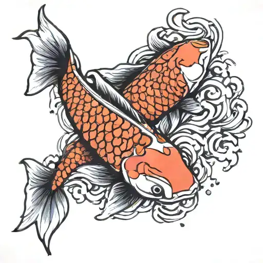 Koi Fish In A Current
