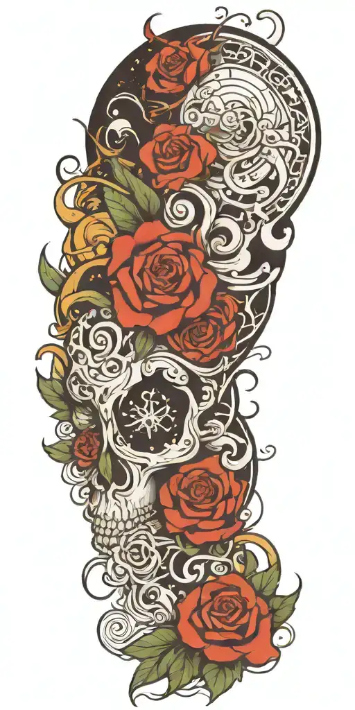 Trippy Tattoo Design Incorporating Elements Of Darkness