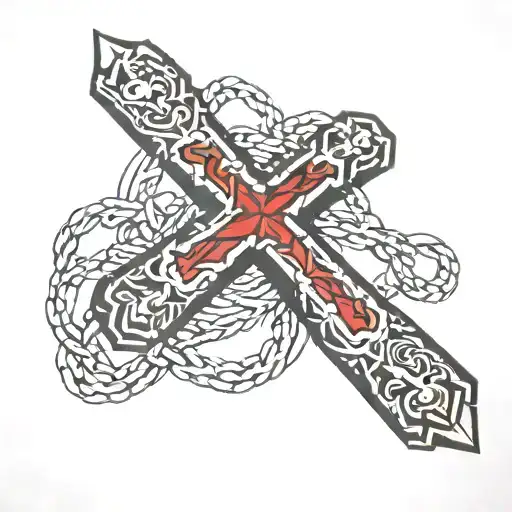 Filipino Cross With Jesus Hands Wrapped Around It