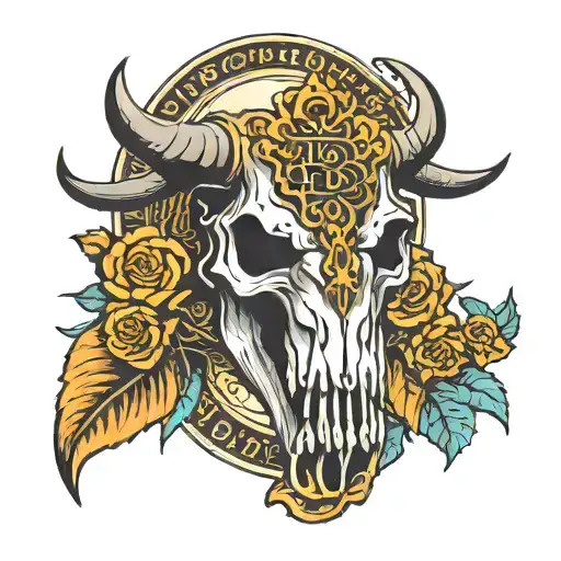 Bull Skull 777 And Bitcoin Symbol