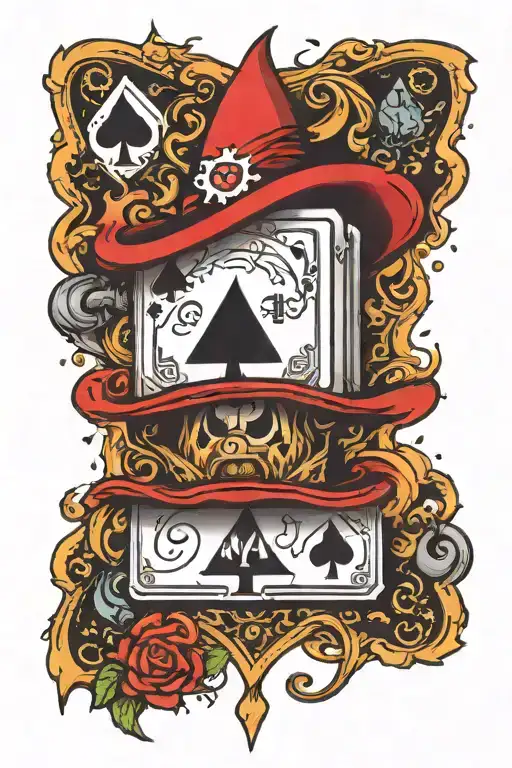 Ace Of Spades With Fire With Super Mario 1 Up Mushroom And Mechanical Heart