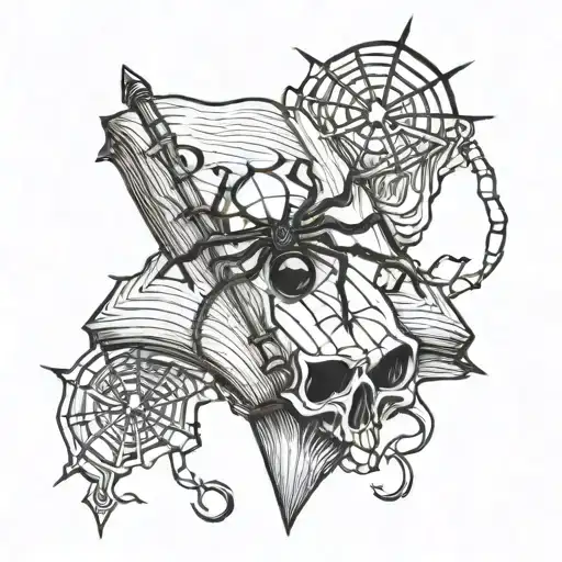 Dagger Spider Web Book With Letter M