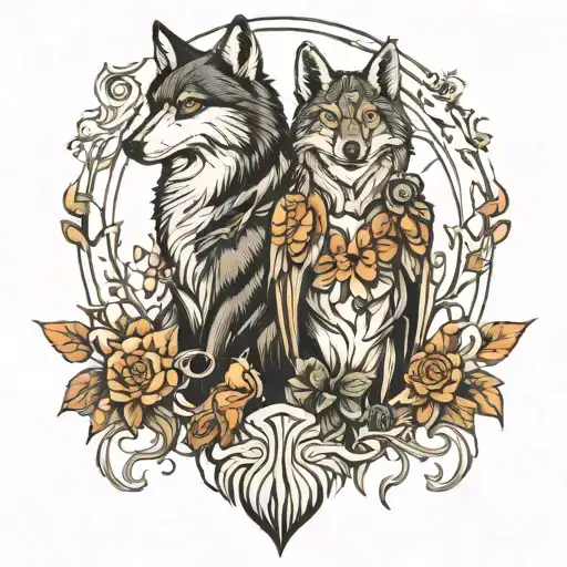 Wolf And Penguin Looking