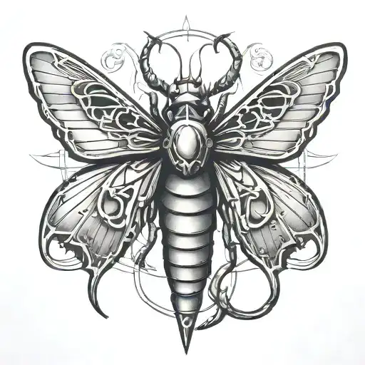 Cyber Sigil Moth Black And Grey