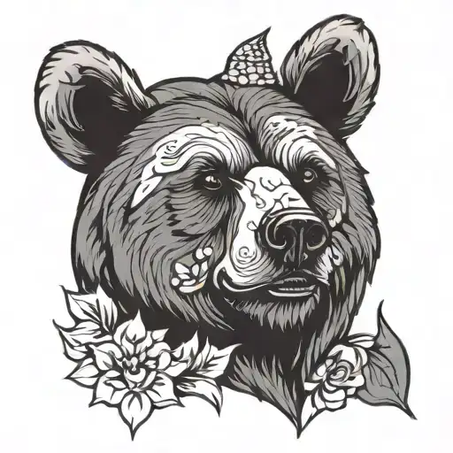 American Traditional Bear Head