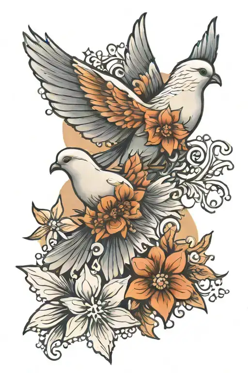 Snowflakes With Dove And Clouds