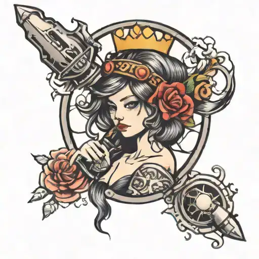 Girl And Bullet Belt And Crown