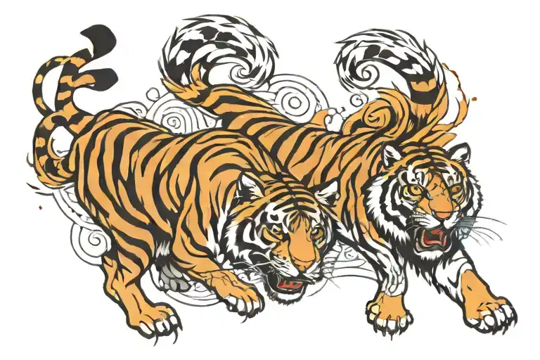 Tiger Vs Lion Surrounded