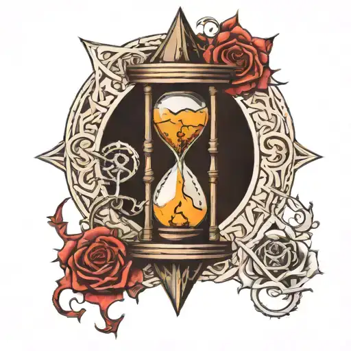 Hourglass With Eye Of Illuminati Inside The Top Part Of The Hourglass