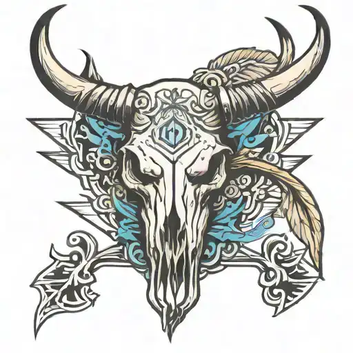 Bull Skull On Arrow Design