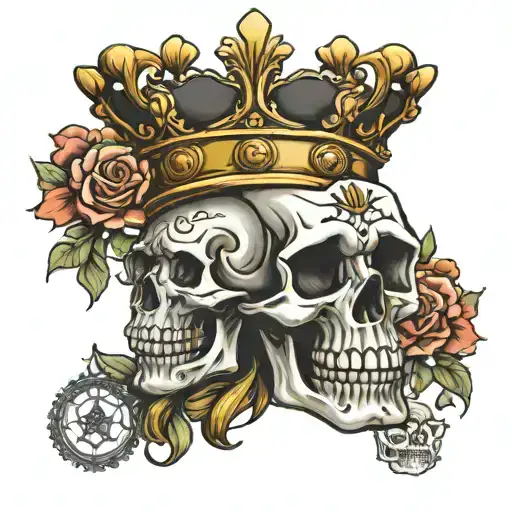 Skull King And Queen Crown Surrounded