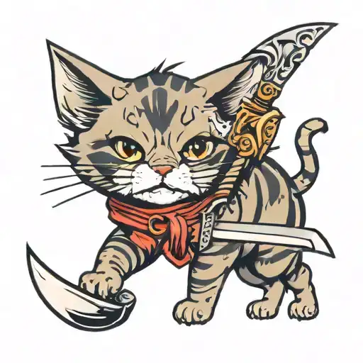 Cute Cat Holding Knife