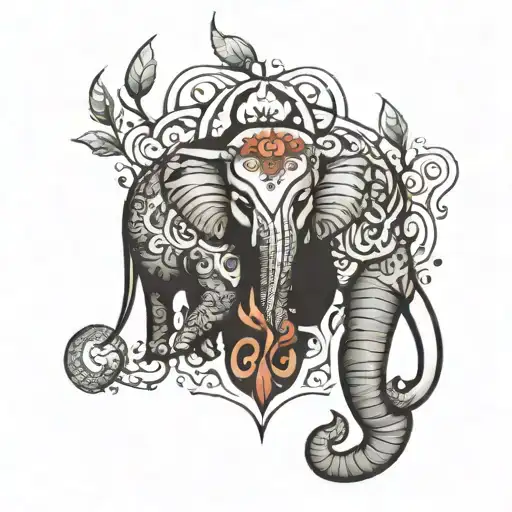 Unalome And Elephant Head