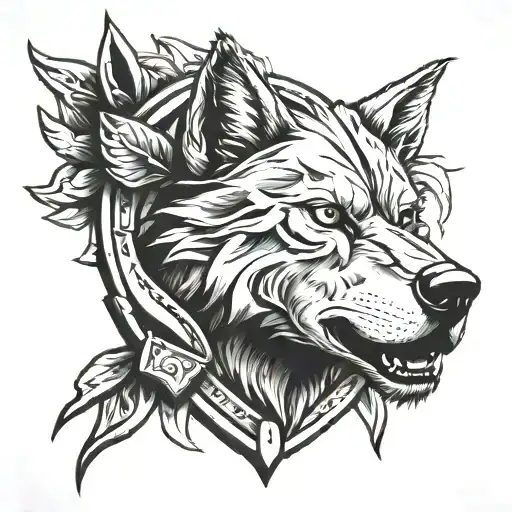 Wolfs Head On A Spartan Sheild