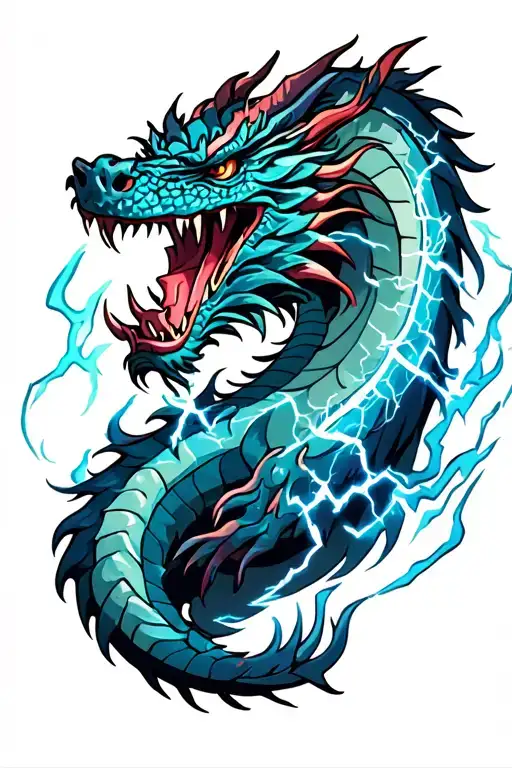Dragon Wrapped Loosely Lightning Striking