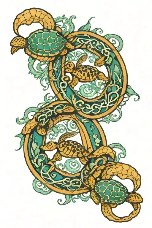 Infinity Sign With Faith And Sea Turtles And Horseshoes