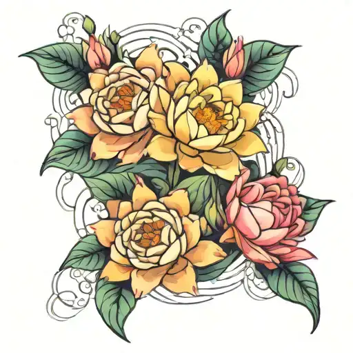 Water Lily And Rose Intertwined