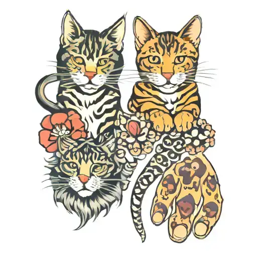 3 Different Cats Paws