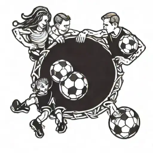 Soccer Ball Family Holding Hands