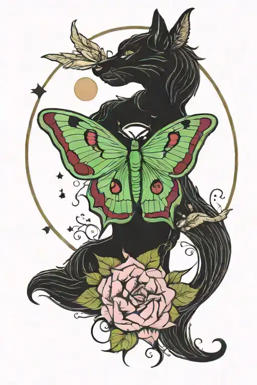 Luna Moth Moon Phases Wolf Stars Feminine Demon