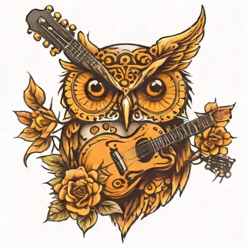 Draw Whith Guitar Buho And Pencil