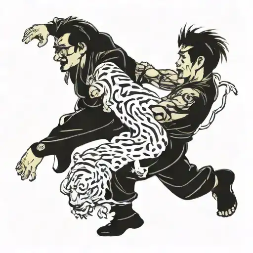 Taoist Priest From Bruce Lee Book Attacking A Tiger