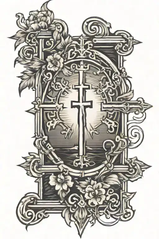 Rm Initials With Cross And Sunset Behind It From Top Right