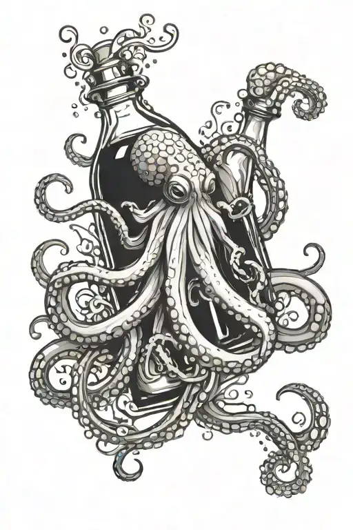 Octopus Coming Out Of Bottle