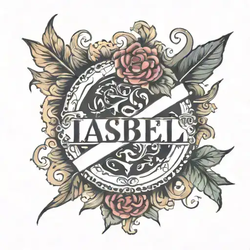 The Word 'Isabel' Written To Form A Circle Around A Heart