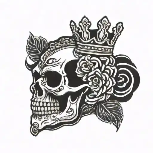 Half Buddha Half Skull Wearing A Crown