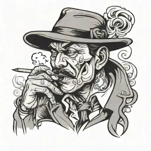 Gangster Smoking A Cigarette In His Mouth